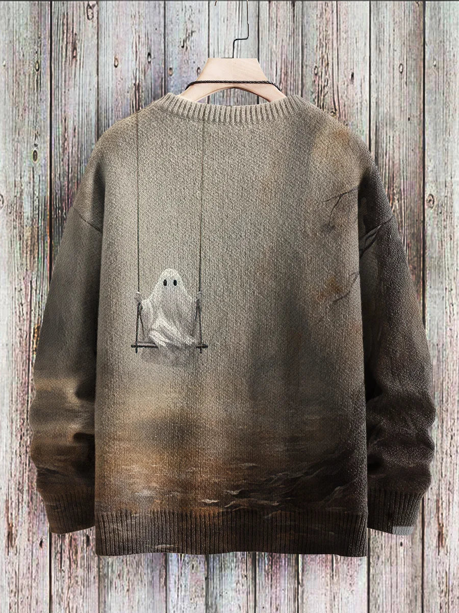Halloween Retro Cute Spooky Swing Print Graphic Sweater