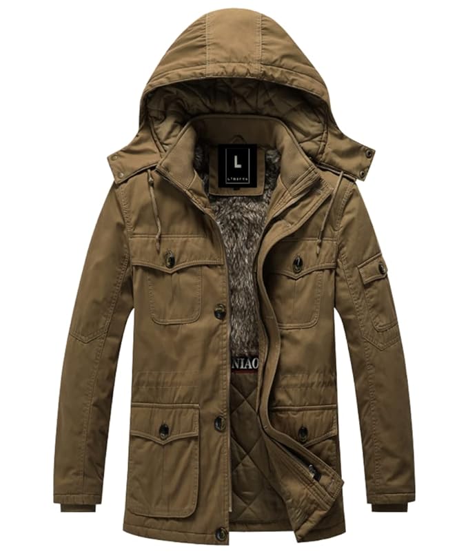 L'MONTE Imported Casual Cotton Fur Winter Hooded Jacket for Men