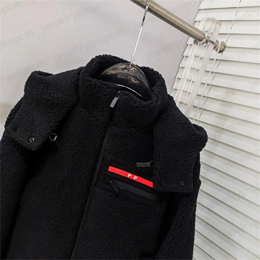 Designer Women's Lamb Wool Jacket Winter Fashion Coats Short Warm Outerwear 2 Colors