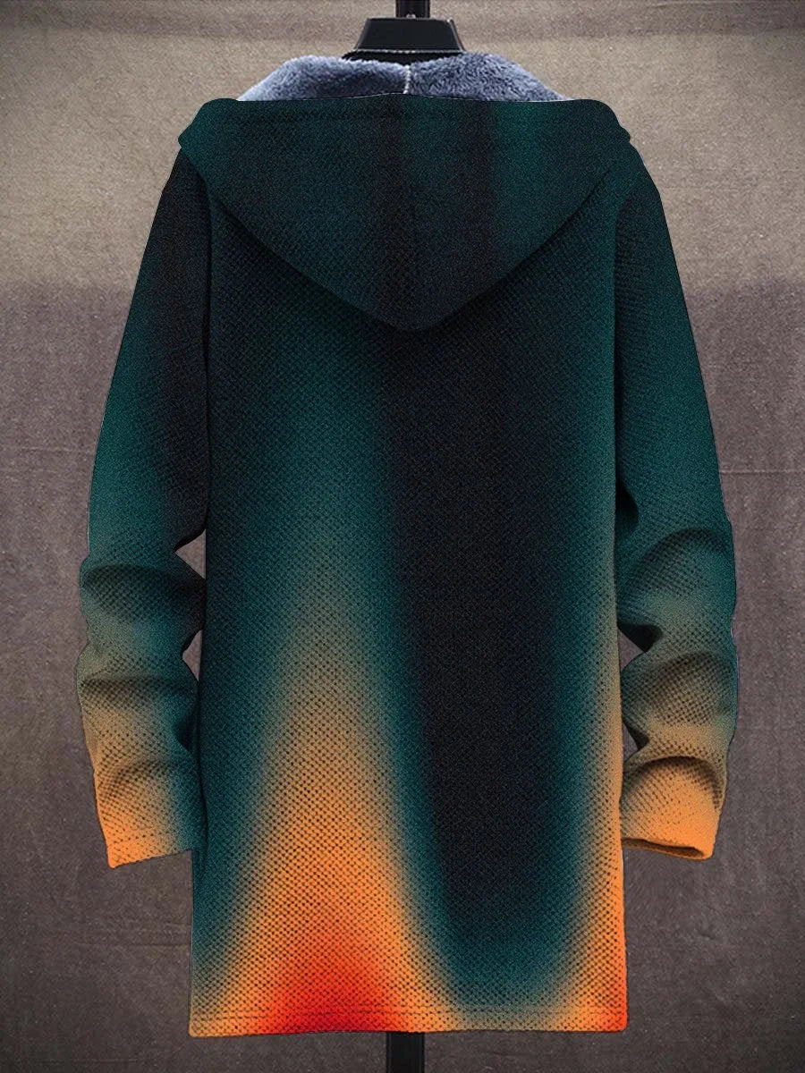 Unisex Artistic Gradient Plush Thick Long-Sleeved Sweater Coat Cardigan