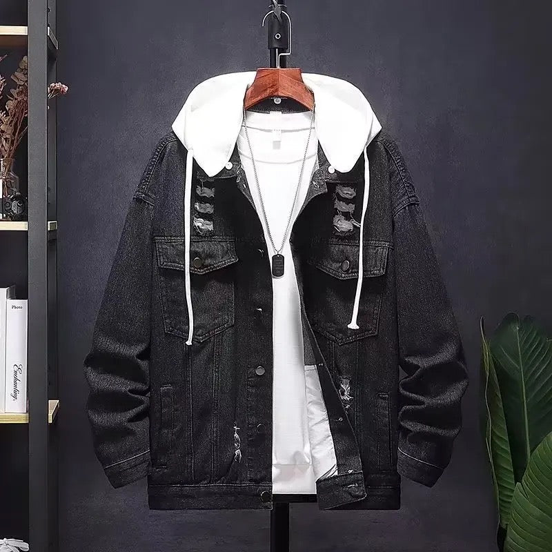 Denim Patch Hoodies Jacket