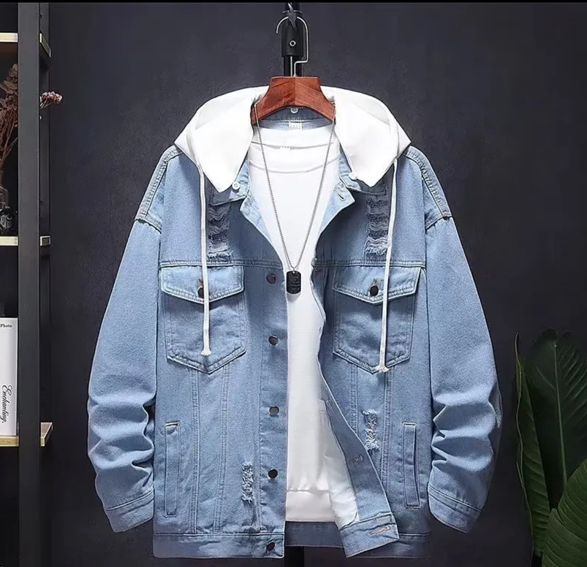 Denim Patch Hoodies Jacket