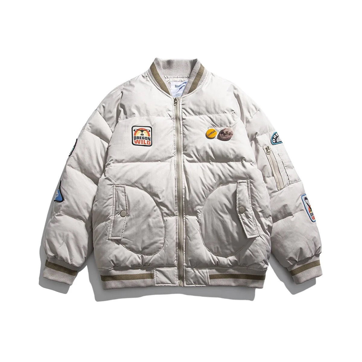 Low Neck Collar Over Puffer Jacket