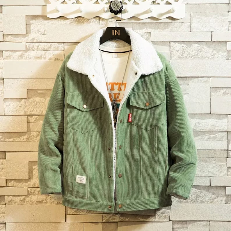 Men's Thick Corduroy Padded Jacket Casual Padded Jacket man Vintage Corduroy Coat Winter autumn retro warm casual jacket men Christmas gift