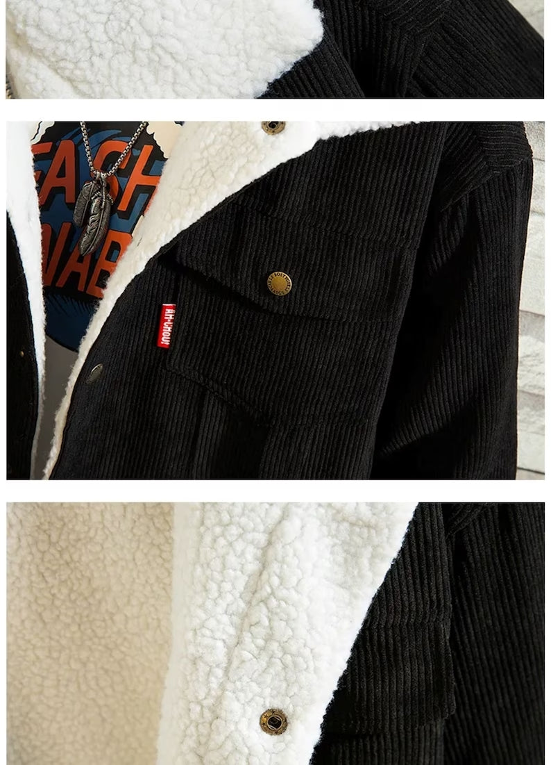 Men's Thick Corduroy Padded Jacket Casual Padded Jacket man Vintage Corduroy Coat Winter autumn retro warm casual jacket men Christmas gift