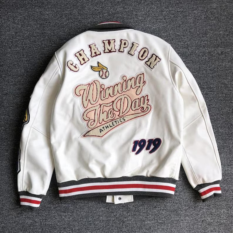 Bomber jacket, Mens leather jacket, Racing jacket, Varsity jacket, Baseball jacket.