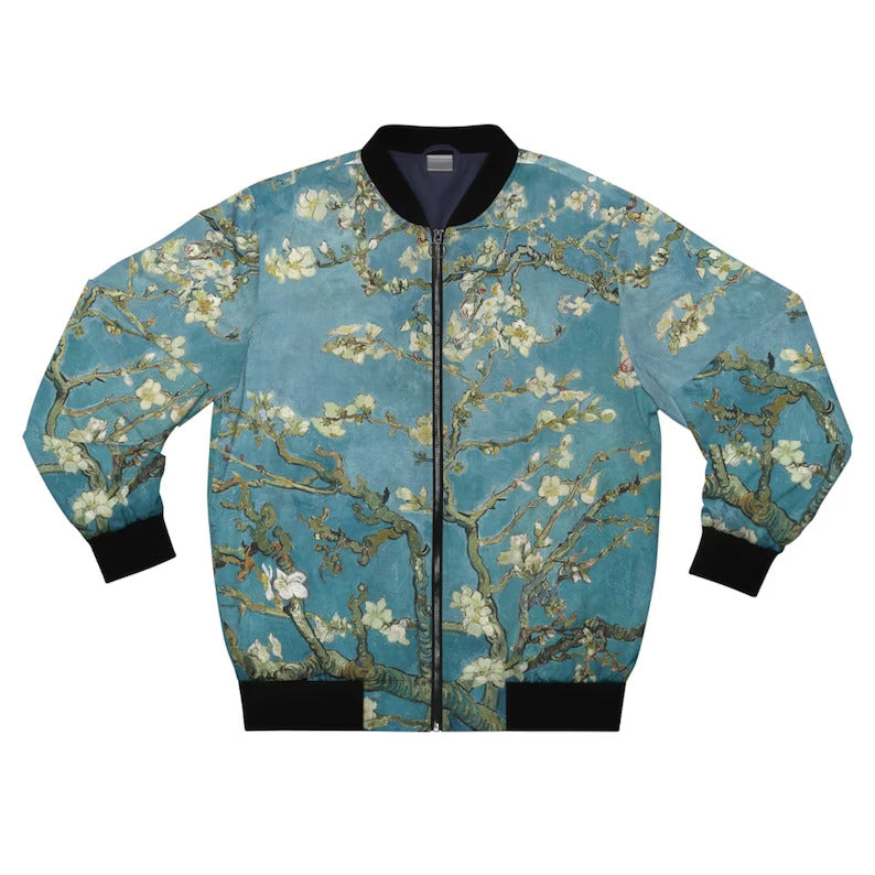 Van Gogh Almond Blossom Men's Bomber Jacket (AOP),All Over Ptint Trendy Bomber Jacket,Cute Aesthetic Jacket