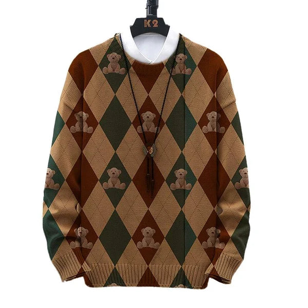 MEN'S RETRO ART PRINT CASUAL SWEATER