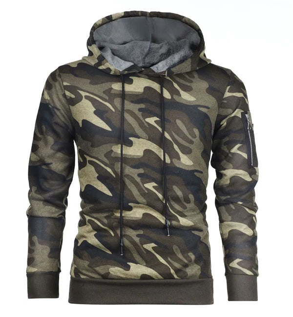 MEN'S CAMOUFLAGE HOODED FLEECE SWEATSHIRT