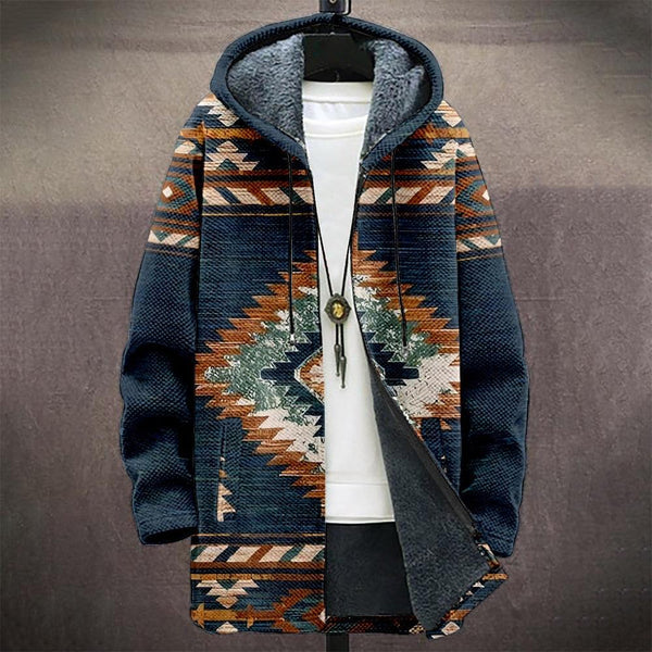 MEN'S PRINTED HOODED FLEECE JACKET