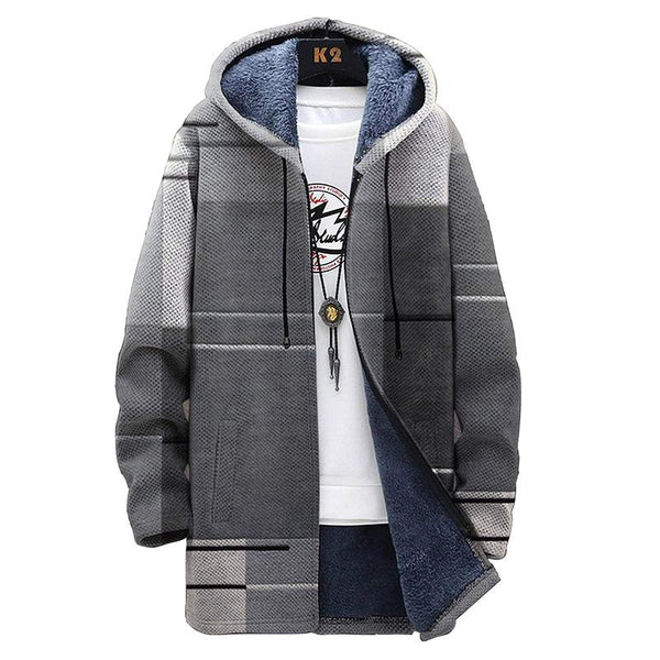 MEN'S PRINTED HOODED FLEECE JACKET