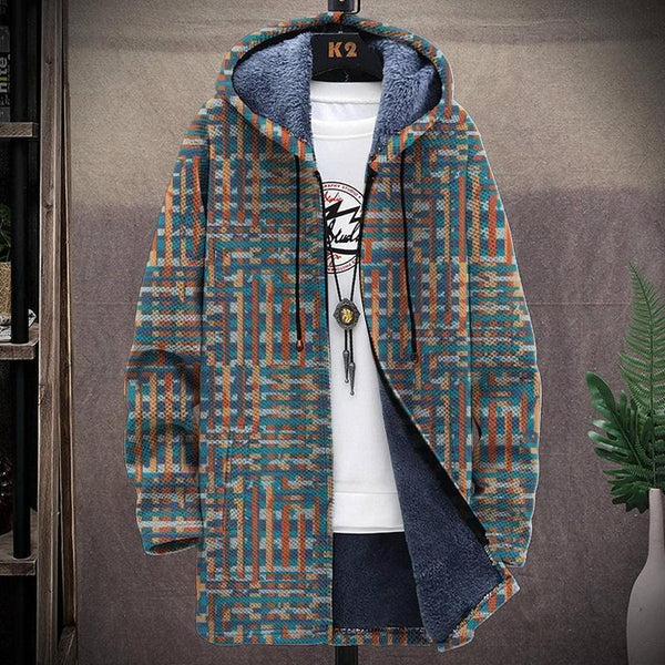 MEN'S PRINTED HOODED FLEECE JACKET