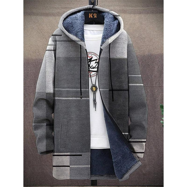 MEN'S PRINTED HOODED FLEECE JACKET