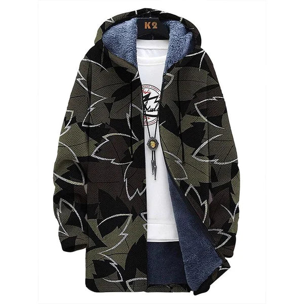 MEN'S PRINTED HOODED FLEECE JACKET