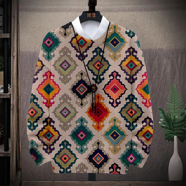 MEN'S RETRO ART PRINT CASUAL SWEATER