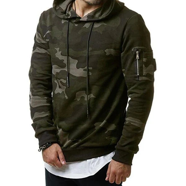 MEN'S CAMOUFLAGE HOODED FLEECE SWEATSHIRT