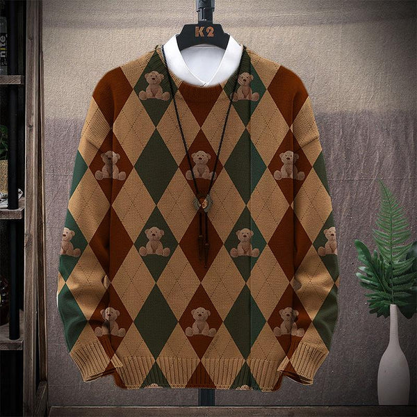 MEN'S RETRO ART PRINT CASUAL SWEATER