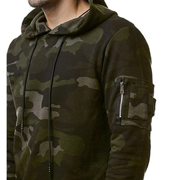 MEN'S CAMOUFLAGE HOODED FLEECE SWEATSHIRT
