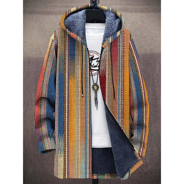 MEN'S PRINTED HOODED FLEECE JACKET