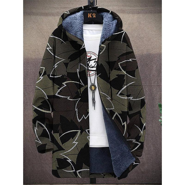 MEN'S PRINTED HOODED FLEECE JACKET