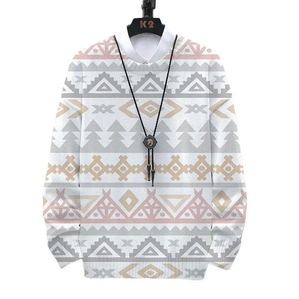 MEN'S RETRO ART PRINT CASUAL SWEATER