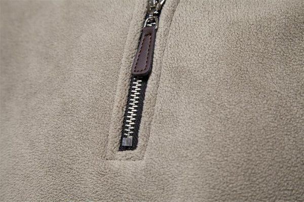 MEN'S LAMBSWOOL SWEATSHIRT STAND COLLAR HALF ZIP LONG SLEEVE TOP