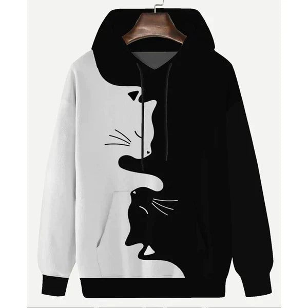 MEN'S ROUND NECK SWEATSHIRT SIMPLE LETTER PRINT HOODED SWEATSHIRT
