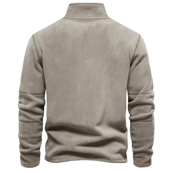 MEN'S LAMBSWOOL SWEATSHIRT STAND COLLAR HALF ZIP LONG SLEEVE TOP