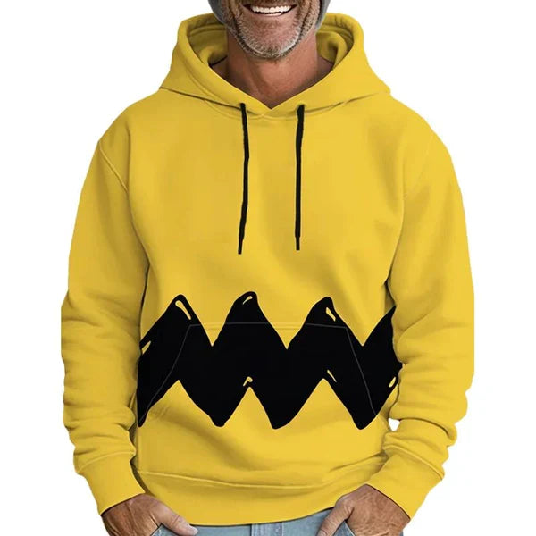 MEN'S ROUND NECK SWEATSHIRT SIMPLE LETTER PRINT HOODED SWEATSHIRT