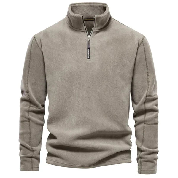 MEN'S LAMBSWOOL SWEATSHIRT STAND COLLAR HALF ZIP LONG SLEEVE TOP